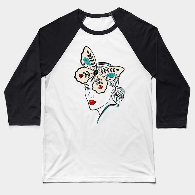 Butterfly Woman Baseball T-Shirt by Idanitee